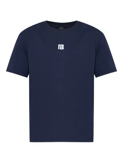 Balmain Blue Cotton T-shirts Loose Sleeve