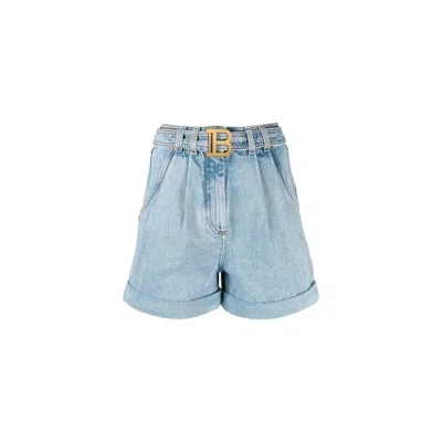 BALMAIN BALMAIN BLUE COTTON WOMEN'S SHORT