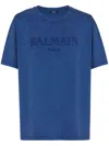 Balmain Logo Embroidered T-shirt In Blue