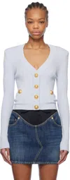 Balmain Engraved-button Cardigan In 6ac Bleu Pã‚le