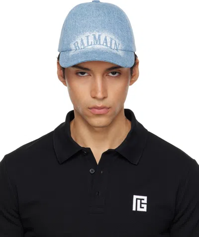 BALMAIN BLUE DENIM CAP