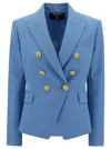 Balmain 6 Btn Grain De Poudre Jacket In Blu