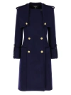 Balmain Long Coat Double-breasted Gold Buttons In Blue