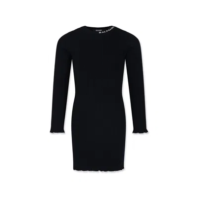 Balmain Kids' Blue Dress For Girl With Logo In Black