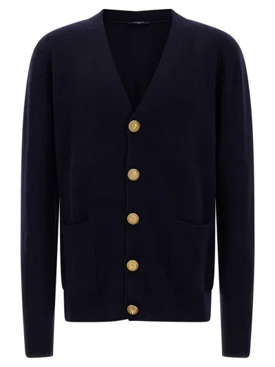 BALMAIN BLUE ECO-CASHMERE CARDIGAN