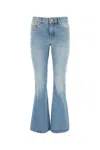 Balmain Flared Cotton Jeans Distressed Finish In Blue