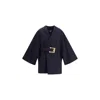 Balmain Belted Wool And Cashmere-blend Wrap Coat In Blue