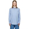 Balmain Blue Herringbone Poplin Regular Shirt In Blue