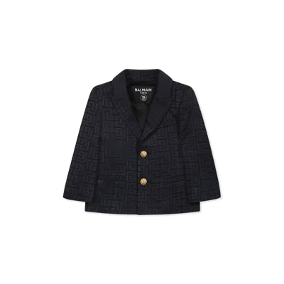 Balmain Blue Jacket For Baby Boy With Iconic Labyrinth