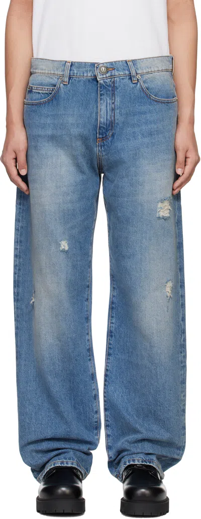 Balmain Blue Loose-fit Jeans In 6ff Bleu Jean