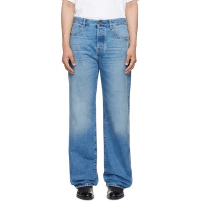 Balmain Blue Loose Jeans In 6ff Bleu Jean