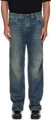 Balmain Blue Low Waist Jeans In Blue