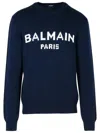 Balmain Logo Cotton Sweatshirt In Blue