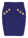 Balmain Blue Mini Skirt With Jewel Buttons In Blue