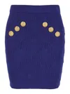 Balmain Blue Mini Skirt With Jewel Buttons