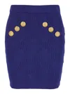Balmain Blue Mini Skirt With Jewel Buttons