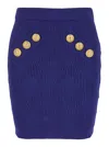 Balmain Blue Mini Skirt With Jewel Buttons In Multicolor