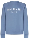 Balmain Logo-print Organic-cotton Sweatshirt In Blu