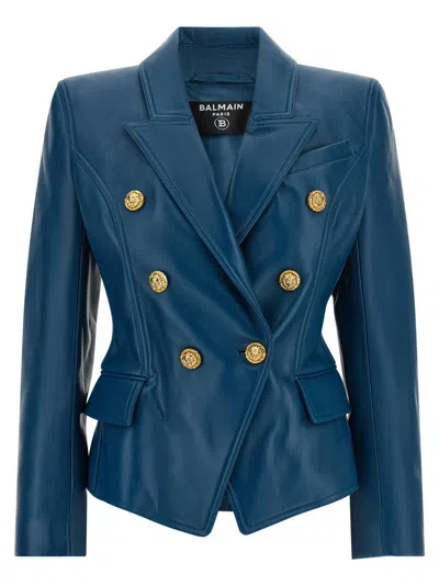 Balmain Blue Peaked Lapel Blazer