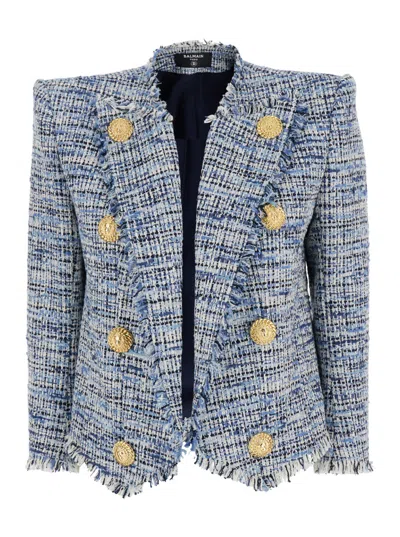 BALMAIN BLUE REGULAR FIT BLAZER