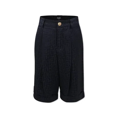BALMAIN BLUE SHORTS FOR BOY WITH MAZE