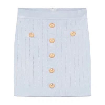 BALMAIN BALMAIN BLUE SKIRTS - FITTED SKIRTS WOMEN