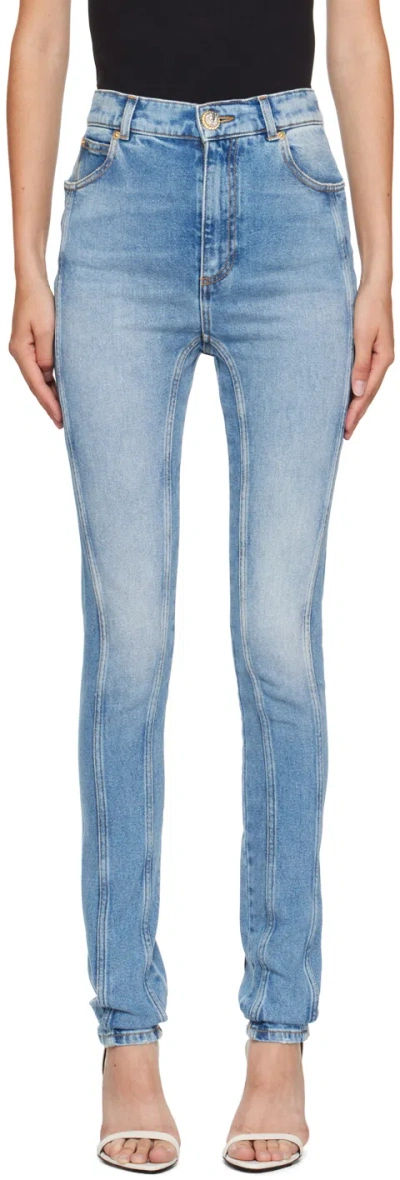 Balmain Blue Slim-fit Jeans In 6fc Bleu Jean Clair