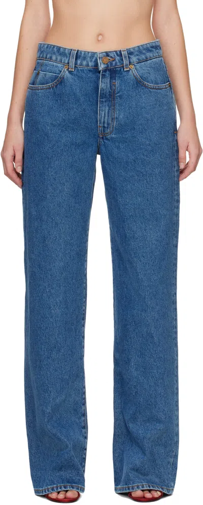 Balmain Straight-leg Denim Jeans In Blue In Multi