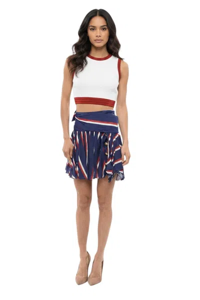 Balmain Blue Stripes Mini Skirt