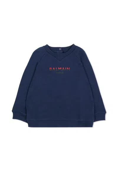 Balmain Kids' Blue Sweatshirt For Baby Boy With Logo