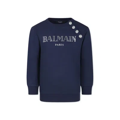 Balmain Kids' Blue Sweatshirt For Girl With Logo