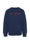 Balmain Blue Sweatshirt For Kids With Logo In Blue