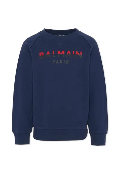 BALMAIN BLUE SWEATSHIRT FOR KIDS WITH LOGO