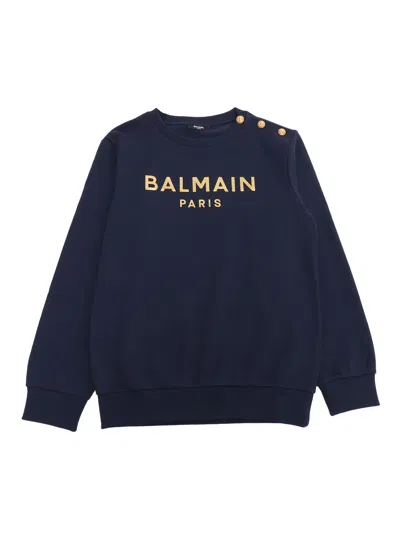 Balmain Kids' Blue Sweatshirt With Logo