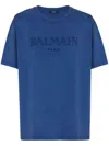 Balmain Logo Embroidered T-shirt In Blue