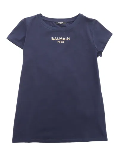Balmain Blue T-shirt With Logo