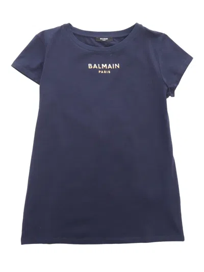 Balmain Kids' Blue T-shirt With Logo