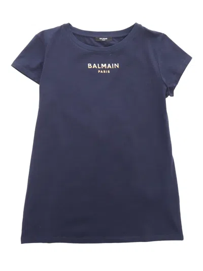 Balmain Blue T-shirt With Logo