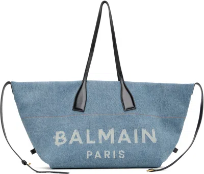 Balmain Blue Track Denim Tote