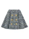 Balmain Space-dyed Cotton-blend Miniskirt In Blue