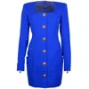 Balmain Blue Wool Dress In Blue