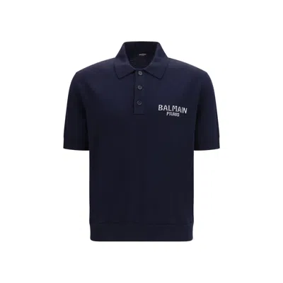 Balmain Blue Wool Oves Aries Polo Shirt