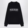 Balmain Blue Wool Sweater With Logo In Blue