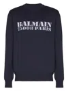 Balmain Blue Wool Sweater With Logo