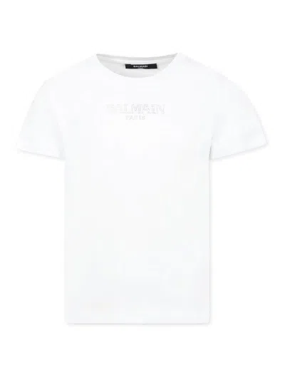 Balmain Kids' T-shirt And White Pole