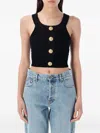 Balmain Button Embellished Cropped Top