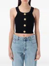 Balmain Button Embellished Cropped Top