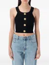 Balmain Button Embellished Cropped Top In Schwarz