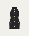 Balmain Body-con Buttoned Wool Mini Dres
