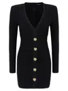 Balmain Short Dress In Black Viscose Blend In Black